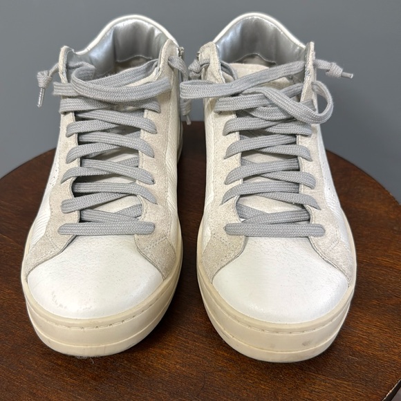 NWOT P448 size 37 (women’s size 7) John Midtop sneaker. White and light grey. - Picture 1 of 5